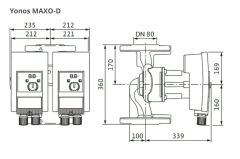 Wilo Yonos Maxo D 80/0,5-12 İkiz Sir. Pompası - DN80 - 36 cm