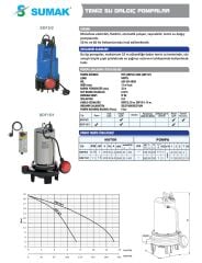 Sumak SDF5/2 Plastik Dalgıç 1 HP - 1 1/4'' Çıkışlı - 32 mt