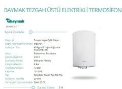 Baymak Aqua Tu 30 Tezgah üstü Termosifon 30 Lt