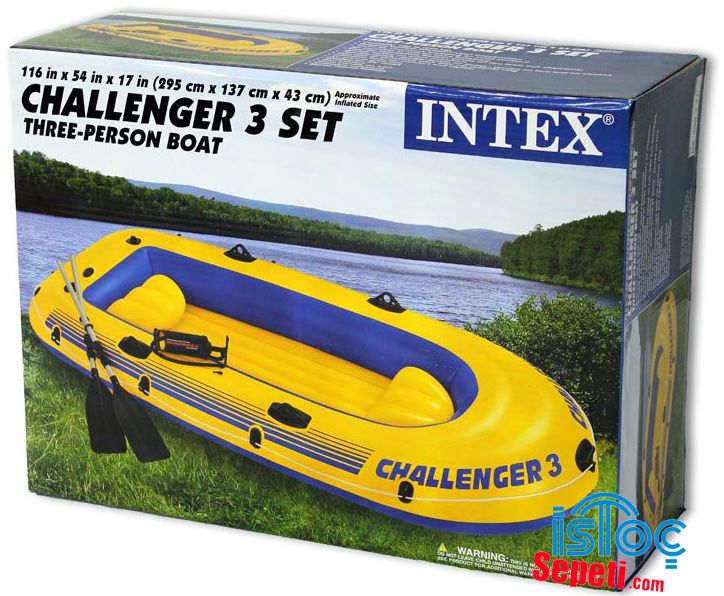 3 Kişilik Şişme Bot intex Challenger 68370 Kürek Takımı ve Pompa Hediye!