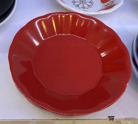 Plastik Çay Tabağı Toptan 40 Adet Kırmızı Renkli