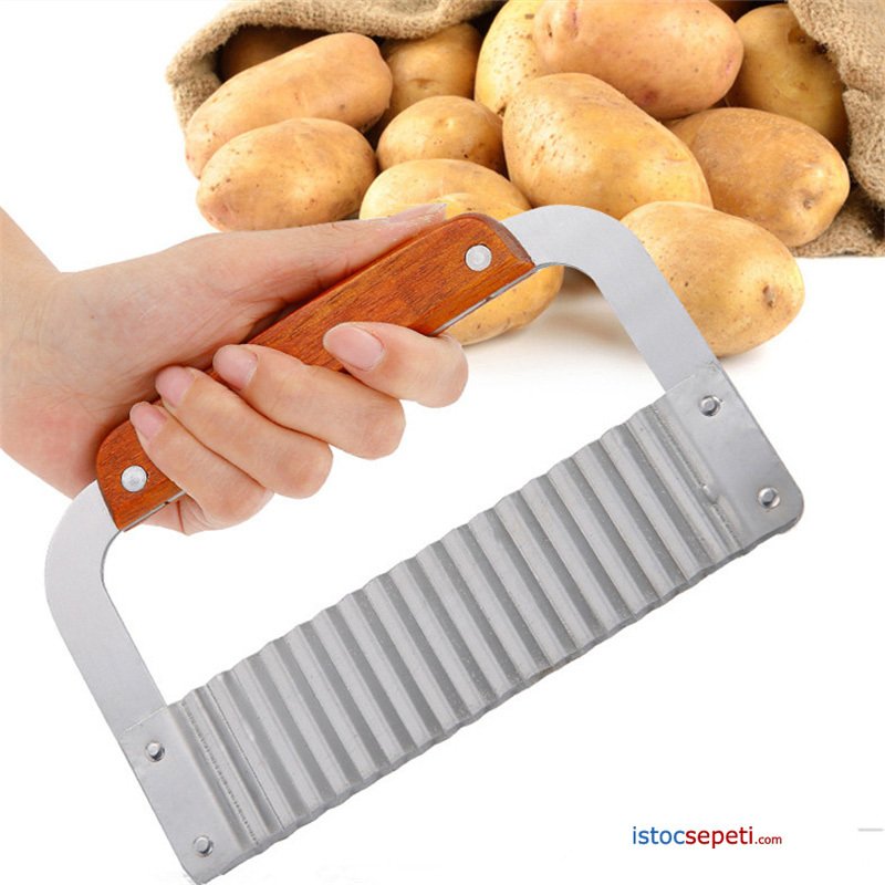 Dalgalı Patates Dilimleyici Tırtıklı Patates Doğrama Bıçağı Profesyonel