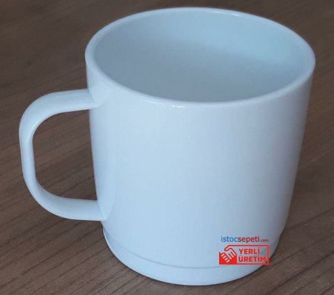 Plastik Çay Kahve Bardağı Beyaz Kulplu Kupa Polikarbon Kırılmaz 200 Ml