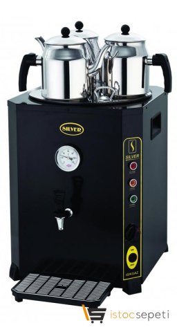 SilverInox Elite Çay Makinesi 3 Demlikli 36 L Siyah
