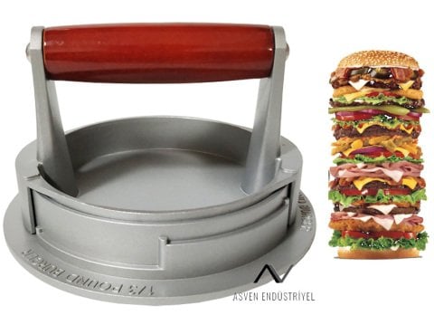 Hamburger Presi Makinesi Metal 3 Farklı Kalınlık Ayarlı