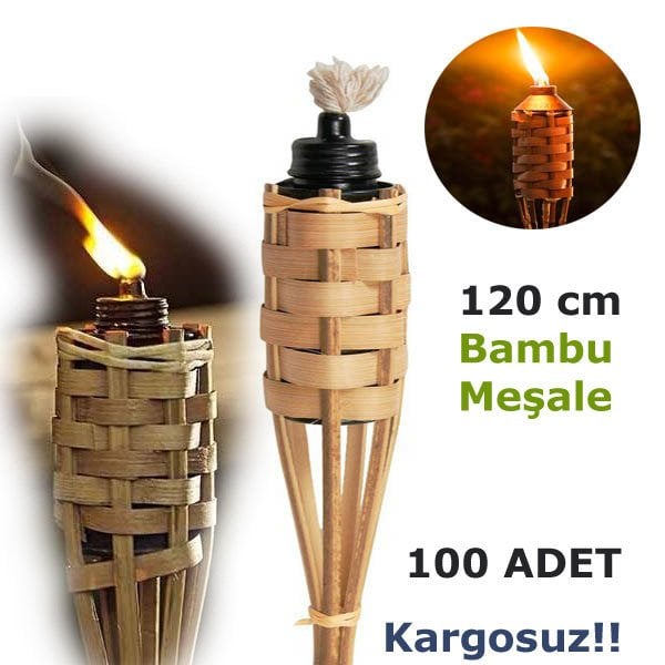 Toptan Bambu Meşale İstoç 100 Adet Toplu Satış 120 cm