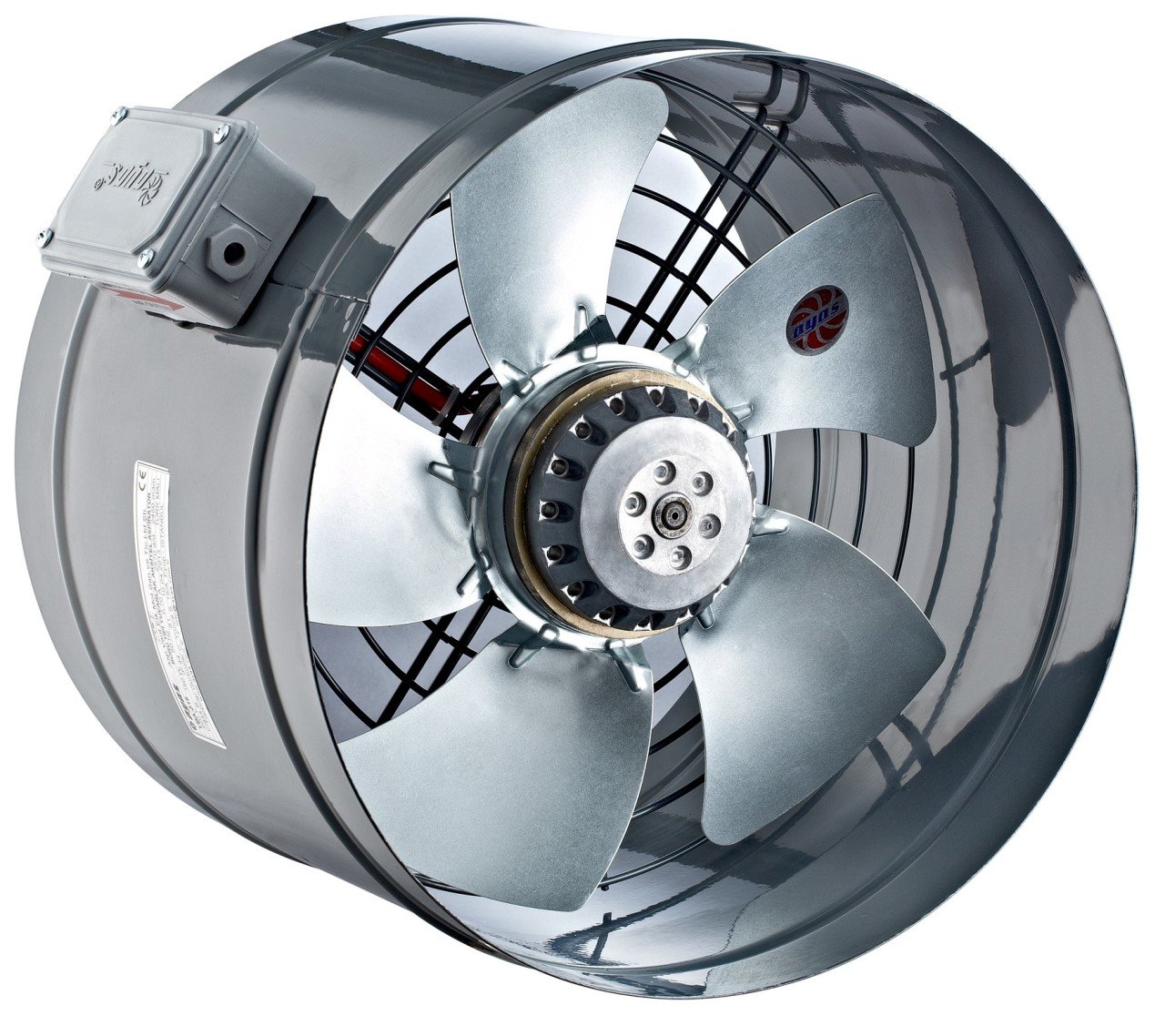 Ayas 25 cm çapında YBA-250-2K-M 2650 D/D 220 V Monofaze Yuvarlak Kanal Tipi Aksiyel Fan