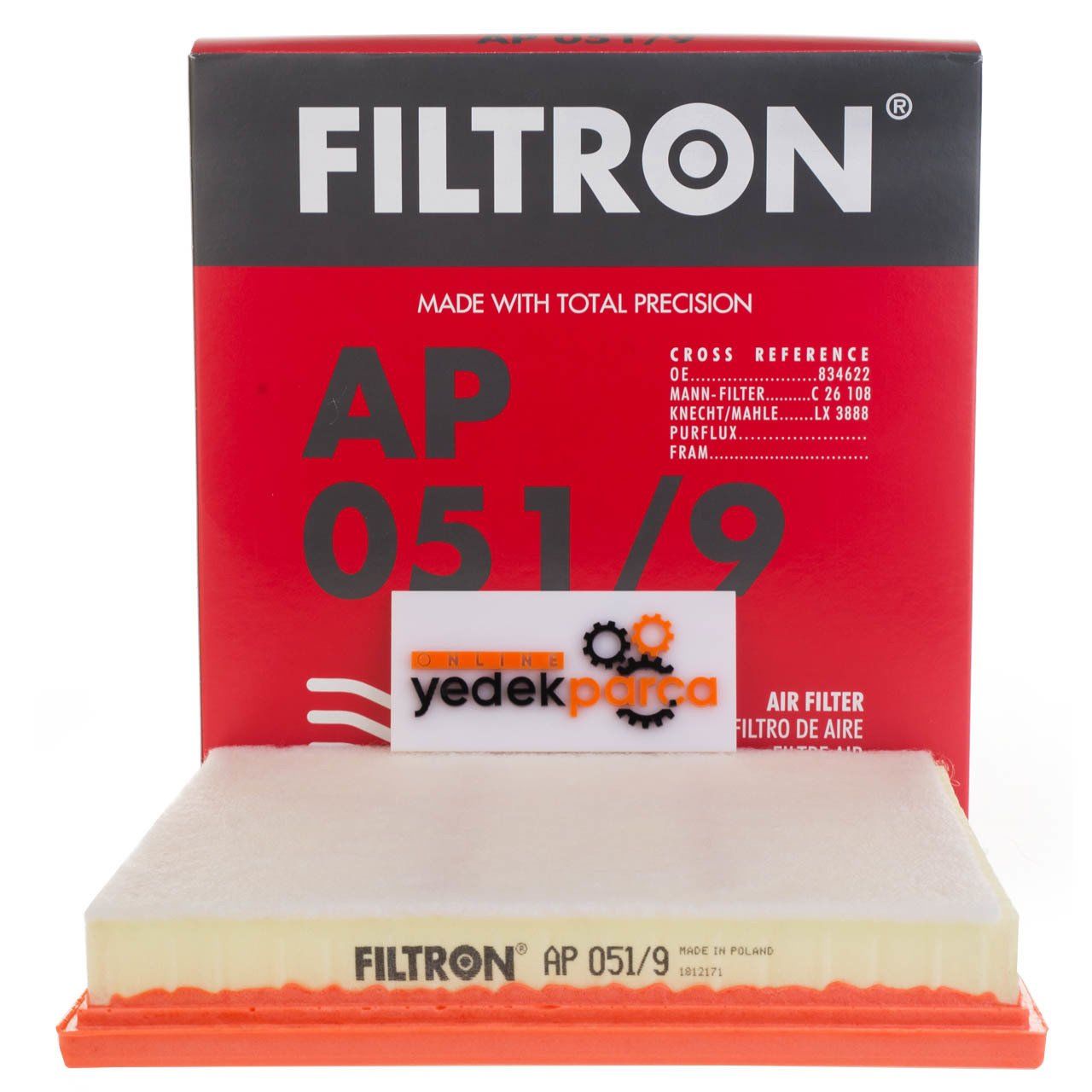 FILTRON AP051-9 | Opel Asta J 1.6 Benzinli 115 BG Süngerli Hava Filtresi AP051/9 834622