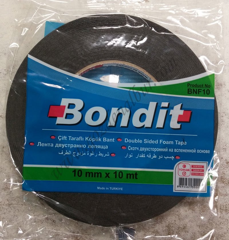 BONDIT 10 mm. ÇİFT TARAFLI KÖPÜKLÜ BANT