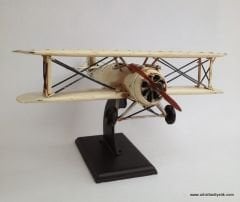 Eskitme Metal Çift Kanatlı Antik Uçak
