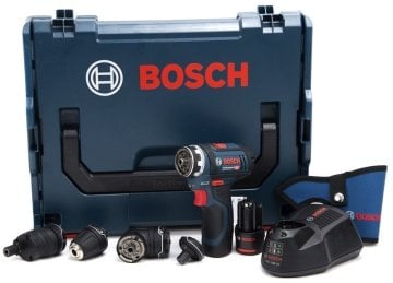 Bosch Professional GSR 12V-15 FC Set 2 Ah Çift Akülü Delme/Vidalama - Çanta + 3 adaptör