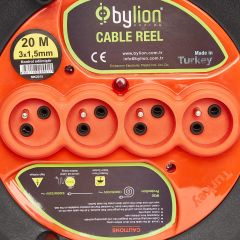 Bylion MK2025 4 Soketli 3x2.5mm 20 Metre Makaralı Kablo