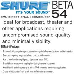 Shure BETA54 Kafa Mikrofonu