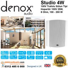 Denox Studio 4 100V Trafolu Kabin Sütun Hoparlör Beyaz