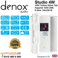 Denox Studio 4 100V Trafolu Kabin Sütun Hoparlör Beyaz