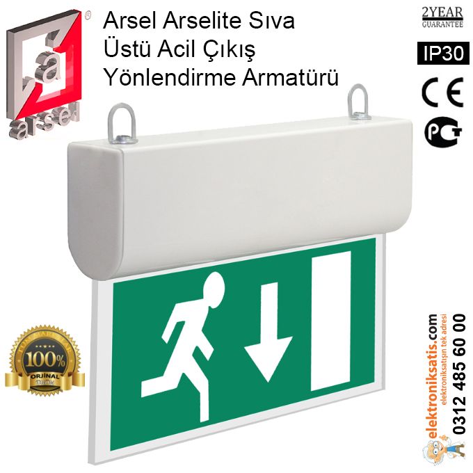 Arsel Arselite Sıva Üstü Fluoresanlı Acil Çıkış Yönlendirme Armatürü