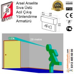 Arsel Arselite Sıva Üstü Fluoresanlı Acil Çıkış Yönlendirme Armatürü