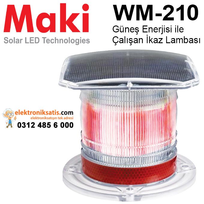 Maki WM-210 Güneş Enerjili Kırmızı ikaz Lambası