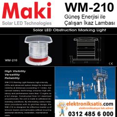 Maki WM-210 Güneş Enerjili Kırmızı ikaz Lambası