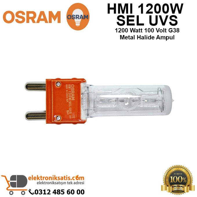 Osram HMI 1200W SEL UVS 1200 Watt 100 Volt G38 Metal Halide Ampul