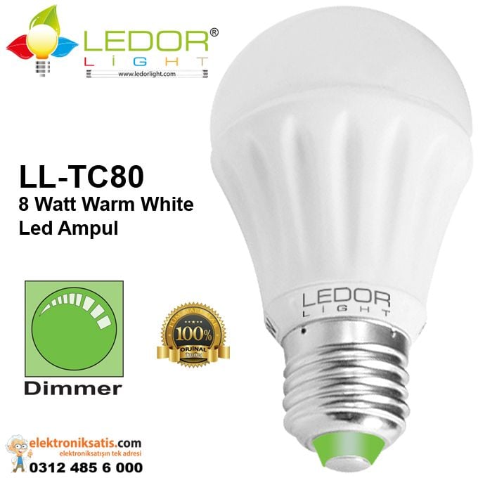 Ledor Light LL-TC80-8 Watt Warm White Led Ampul