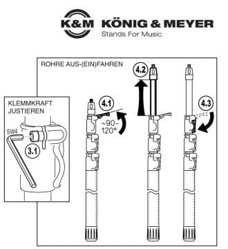 König & Meyer 23783-300-55 Boom Kollu Fishing Pole Mikrofon Tutucu
