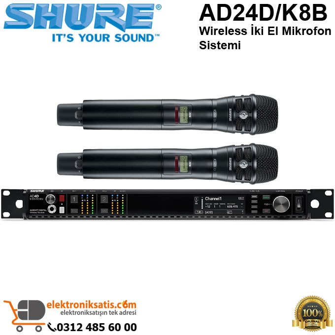 Shure AD24D/K8B Wireless iki El Mikrofon Sistemi