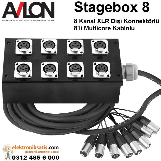 Stage Box 8 Kanal XLR Dişi Konnektörlü 5 Metre Multicore Kablolu