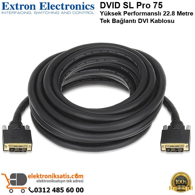 Extron DVID SL Pro 75 Yüksek Performanslı 22.8 Metre Tek Bağlantı DVI Kablosu