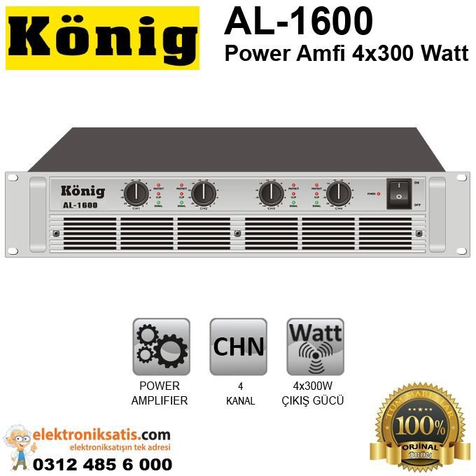 König AL-1600 Power Amfi 4x300 Watt