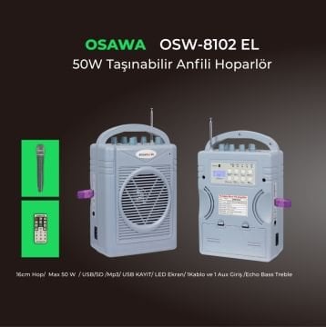 OSAWA OSW-8102 E 1-El Mikrofon Seyyar Portatif Hoparlör