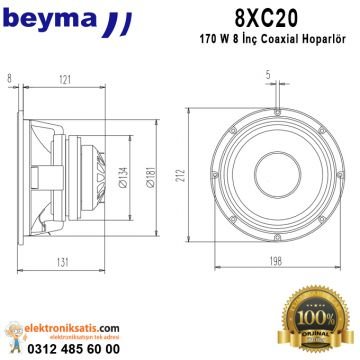 Beyma 8XC20 170 Watt 8'' (20cm) Coaxial Hoparlör