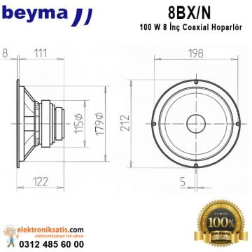 Beyma 8BX-N 100 Watt 8'' (20cm) Coaxial Hoparlör