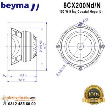 Beyma 5CX200Nd-N 150 Watt 5'' (12cm) Coaxial Hoparlör