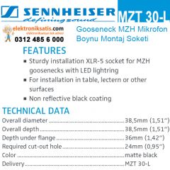 Sennheiser MZT 30-L Gooseneck MZH Mikrofon Boynu Montaj Soketi