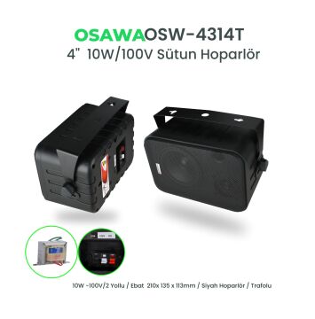 Osawa OSW-4314T Siyah Hat Trafolu 100V Duvar Hoparlörü