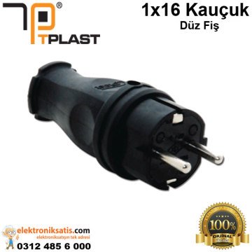 Tplast 1x16 Kauçuk Düz Fiş