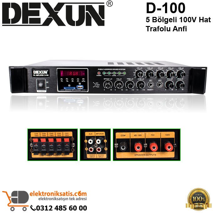 DEXUN D-100 5 Bölgeli 100V Hat Trafolu Anfi