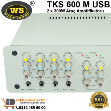 West Sound TKS 600 M USB 2 x 300W Araç Amplifikatörü