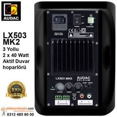 AUDAC LX503 MK2 3 Yollu 2x40 Watt Siyah Aktif Duvar hoparlörü