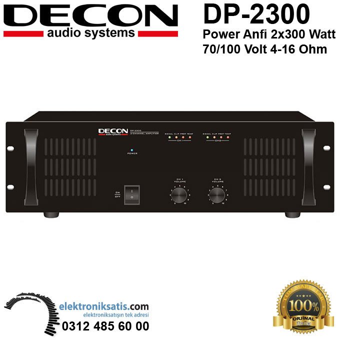 Decon DP-2300 Power Anfi 2x300 Watt 70V-100V Hat Trafolu