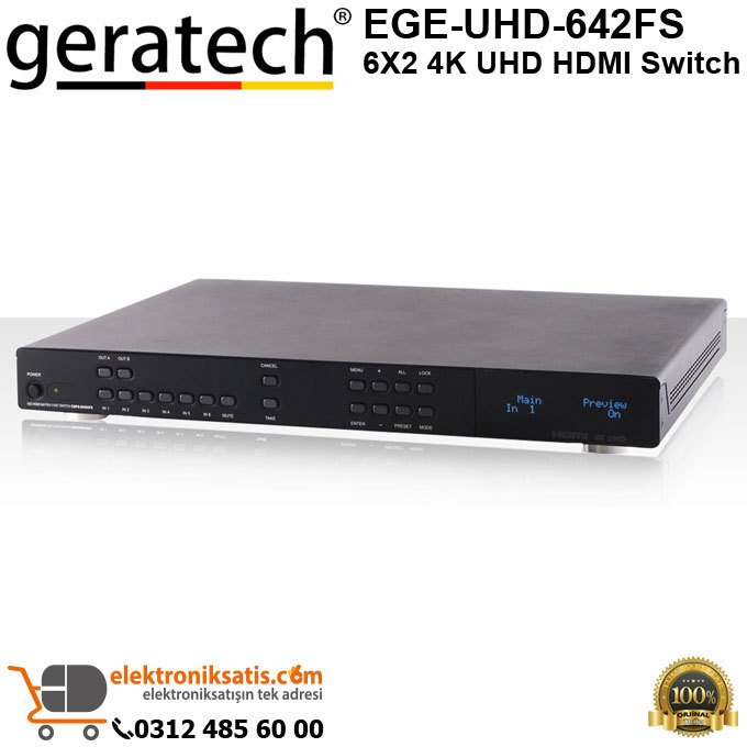 Geratech EGE-UHD-642FS 6X2 4K UHD HDMI Switch