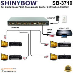 Shinybow SB-3710 1x4 Digital (Coax PCM) Analog Audio Splitter Distribution Amplifier