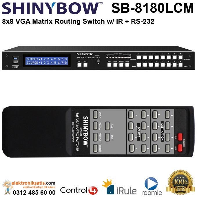 Shinybow SB-8180LCM 8x8 VGA Matrix Routing Switch w/ IR + RS-232