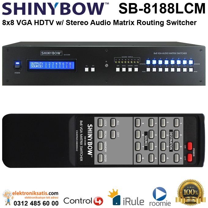 Shinybow SB-8188LCM 8x8 VGA HDTV w/ Stereo Audio Matrix Routing Switcher