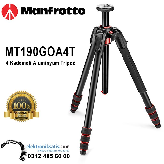 Manfrotto MT190GOA4TB 4 Kademeli Aluminyum Tripod