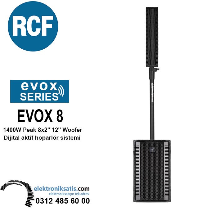RCF EVOX 8 1400W Peak 8x2'' 12'' Woofer Dijital aktif hoparlör sistemi