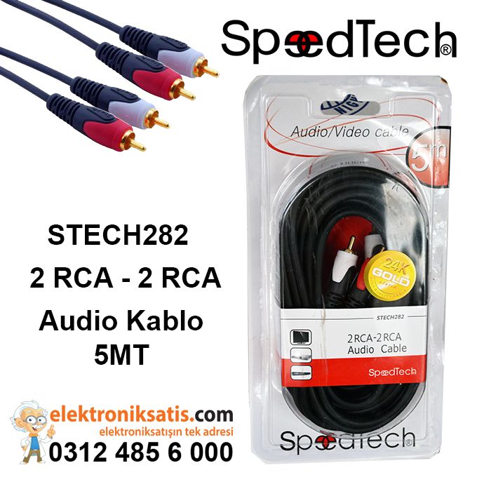 SpeedTech Stech282 2 RCA Audio Kablo 5 Metre