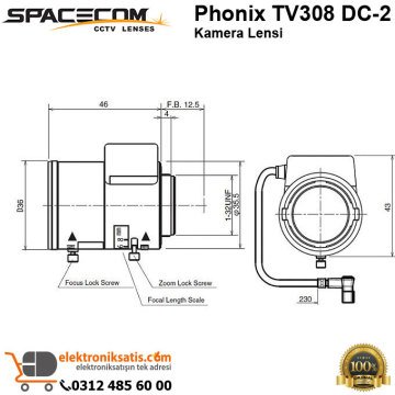 Spacecom Phonix TV308 DC-2 Kamera Lensi