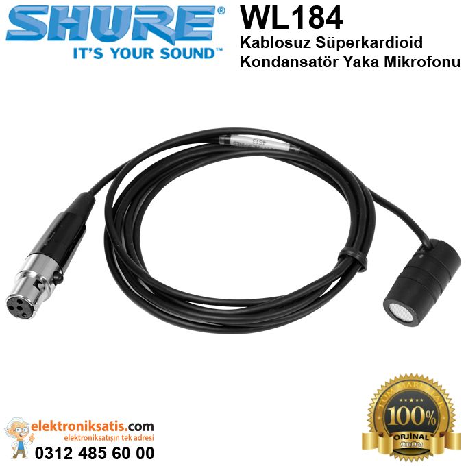 Shure WL184 Kablosuz Süperkardioid Kondansatör Yaka Mikrofonu